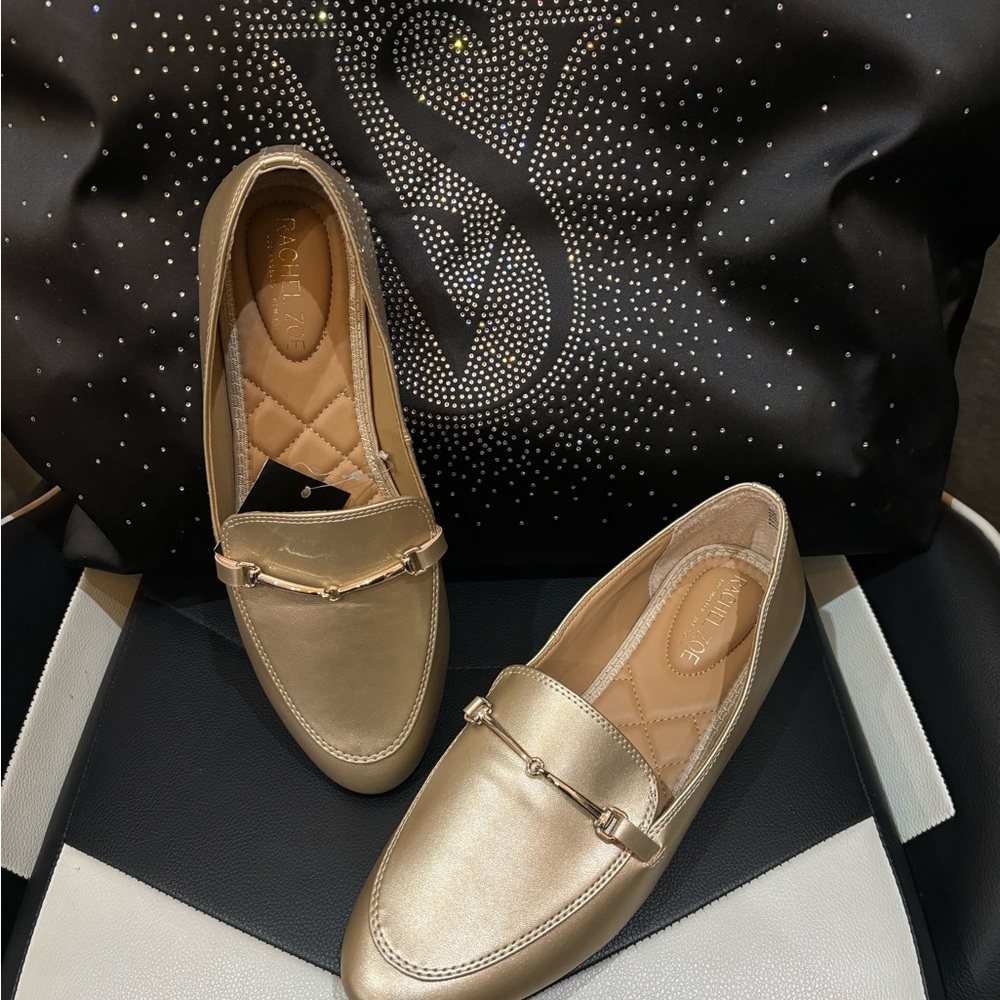 Rachel Zoe gold loafers